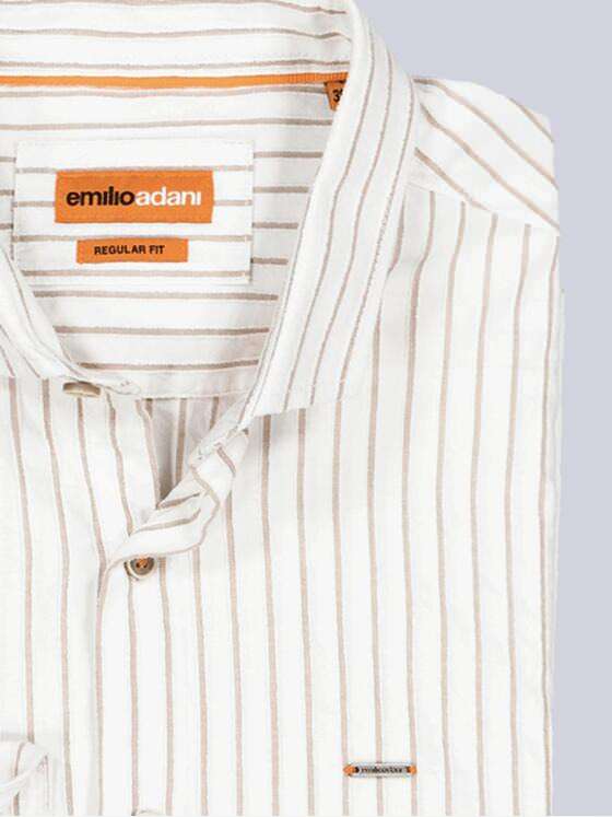 emilio adani Herren Langarm-Hemd gestreift Beige 35214