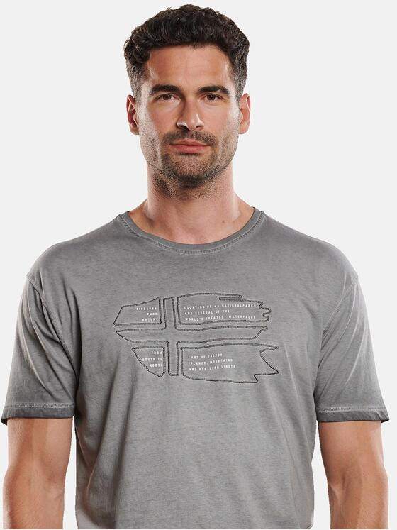 engbers Herren T-Shirt Rundhals mit Stickerei Grau 31658