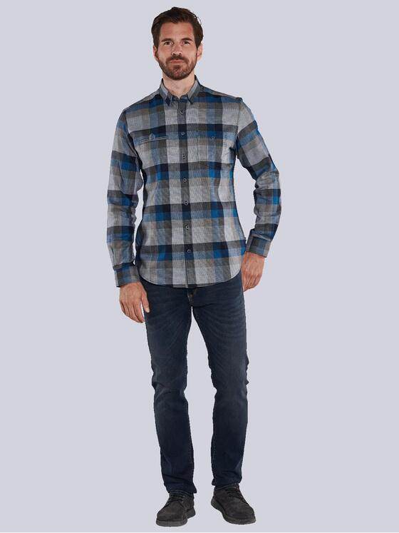 engbers Herren Langarm-Hemd kariert Tuerkis 36088