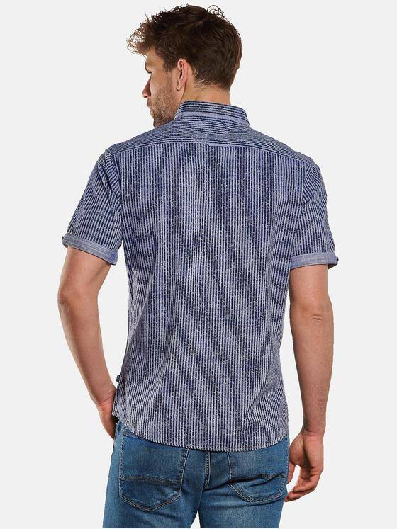 engbers Herren Kurzarm-Hemd gestreift Marineblau 32981