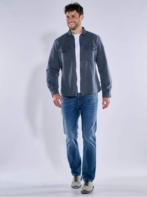 engbers Herren Langarm-Hemd mit Leinenanteil Marineblau 38914