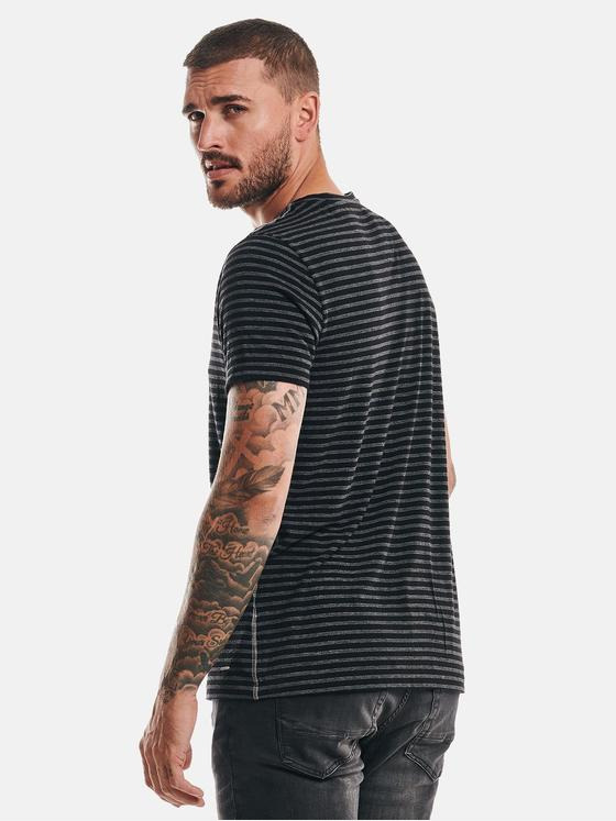 emilio adani Herren T-Shirt gestreift Schwarz 32454
