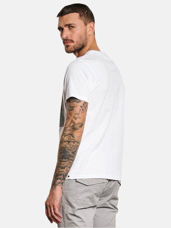 emilio adani Herren T-Shirt mit Statement-Print Weiß 32762