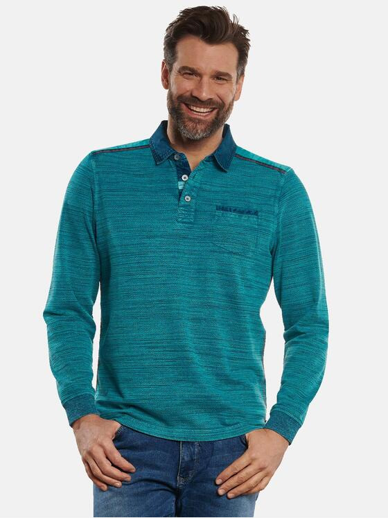 engbers Herren Polo-Shirt langarm Türkis 32706