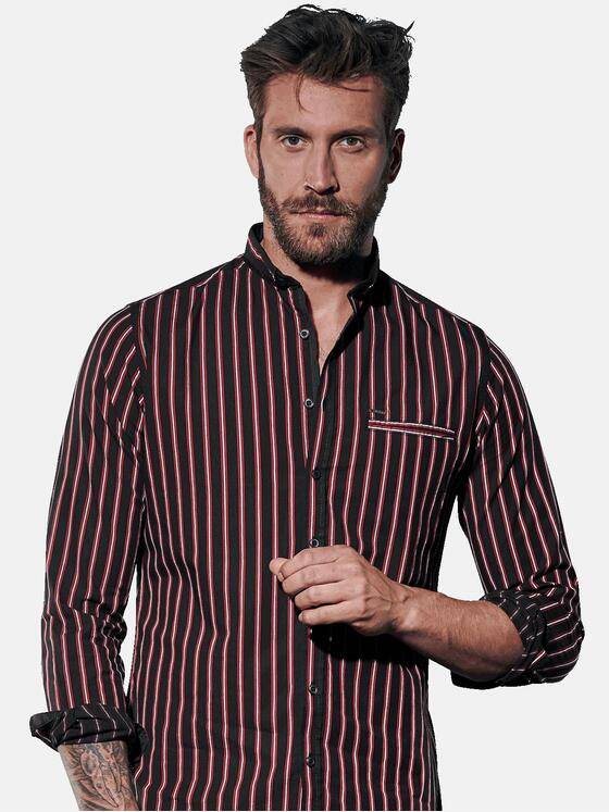 emilio adani Herren Gestreiftes Langarmhemd Rot 30842