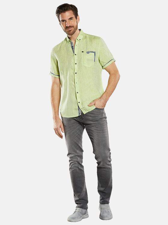 engbers Herren Kurzarm-Hemd aus Leinen Limonengelb 34667