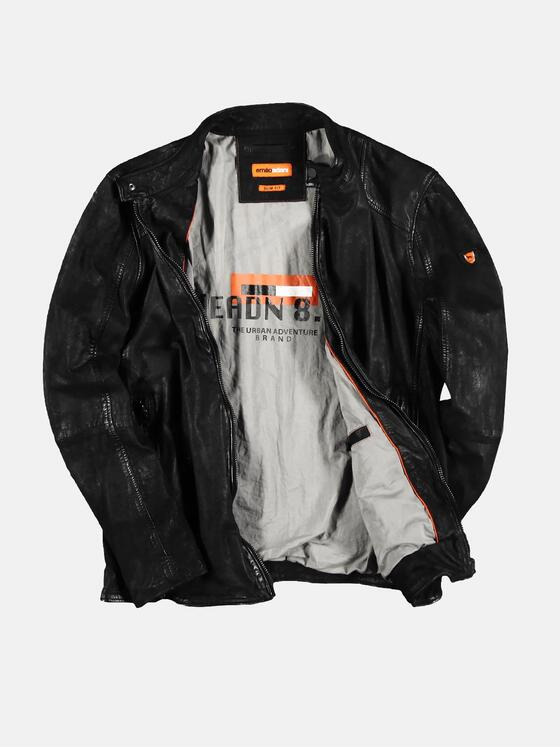 emilio adani Herren leichte Nubuk-Lederjacke Schwarz 29140