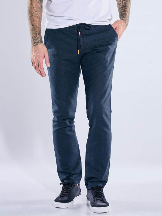 emilio adani Herren Chino aus Leinen-Mischgewebe Marineblau 40352