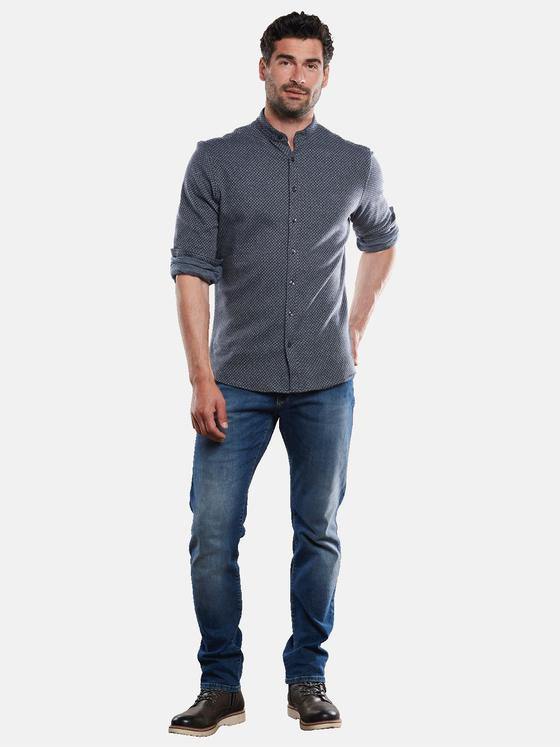 engbers Herren Langarm-Hemd gemustert Blau 32052