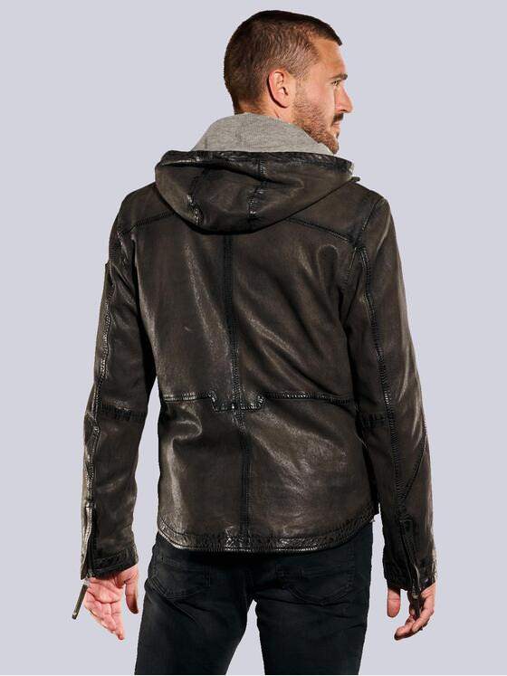 emilio adani Herren Lederjacke mit abnehmbarer Kapuze Braun 35202