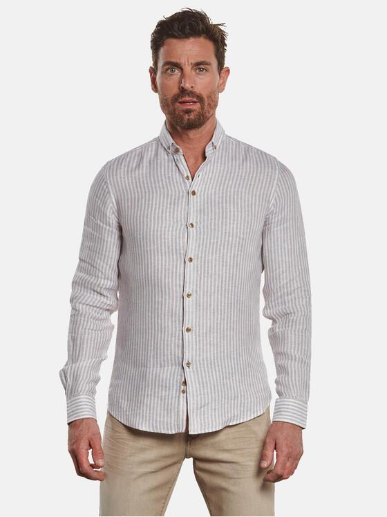 ENGBERS GERMANY Herren Langarm-Hemd gestreift Beige 32687