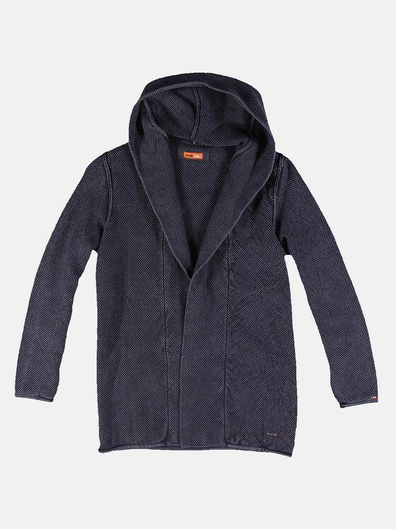 emilio adani Herren Langer Strickcardigan Blau 31092