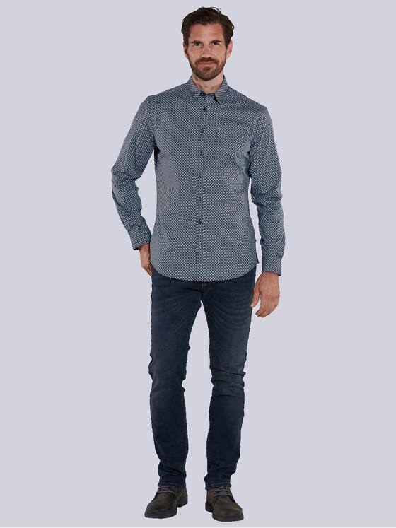 engbers Herren Langarm-Hemd gemustert Mittelblau 36086