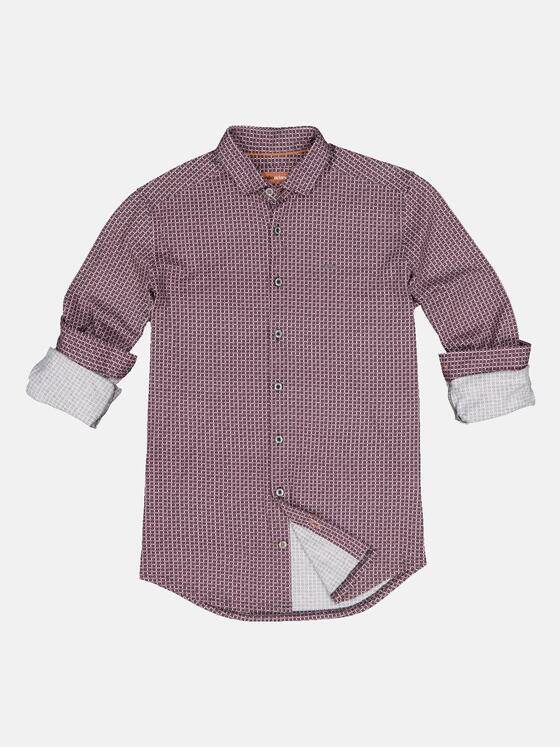 emilio adani Herren Langarm-Hemd mit All-Over-Print Rot 33341