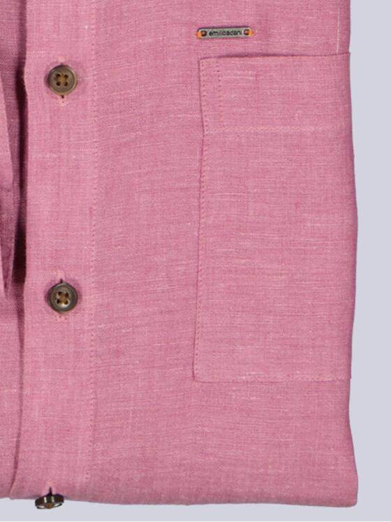 emilio adani Herren Leinen-Hemd mit Haifisch-Kragen Rosa 40679