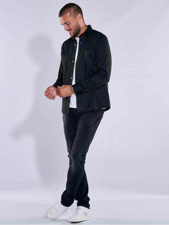 emilio adani Herren Langarm-Hemd uni Schwarz 37855