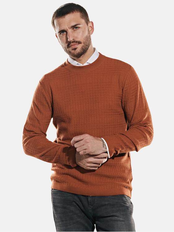 emilio adani Herren Pullover aus Merinowolle Orange 32064