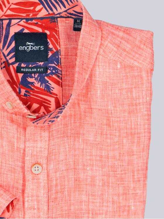 engbers Herren Kurzarm-Hemd aus Leinen Hellrot 38358