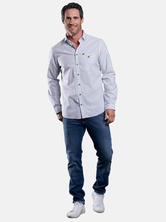 engbers Herren Gestreiftes Langarmhemd Marineblau 29520