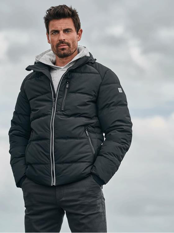 ENGBERS GERMANY Herren Steppjacke mit abnehmbarer Kapuze Schwarz 33555