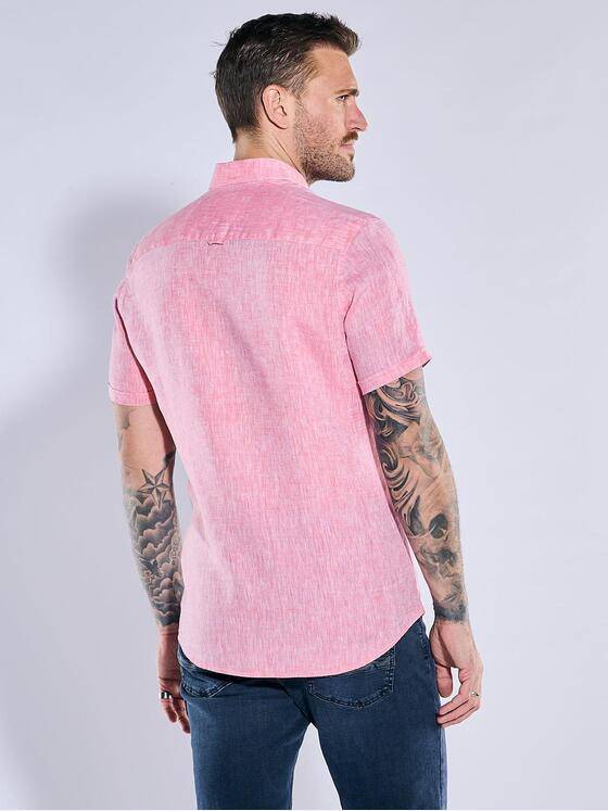 emilio adani Herren Kurzarm-Hemd aus Leinen Rot 38596