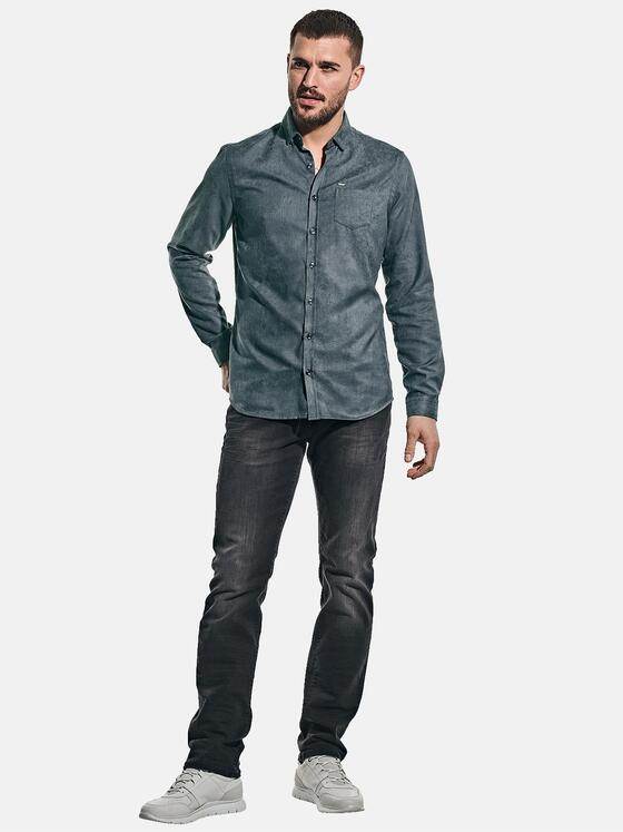 emilio adani Herren Hemd in Suede-Optik Grau 30555