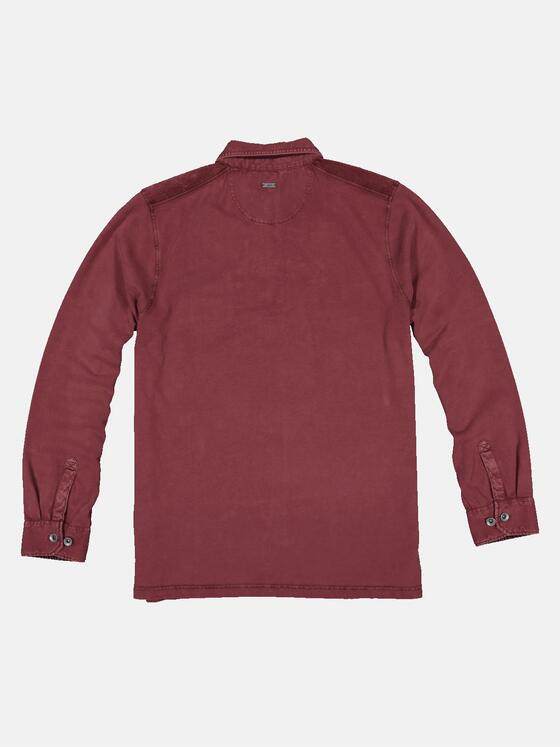 engbers Herren Langarmshirt Polokragen Karminrot 32396