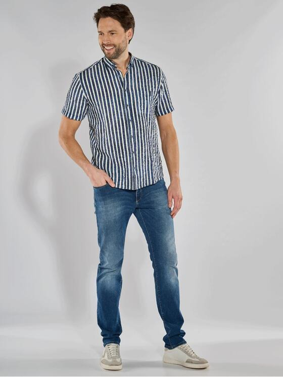 engbers Herren Kurzarm-Hemd gestreift Blau 36882