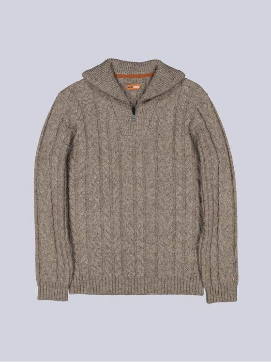 emilio adani Herren Pullover mit Troyerkragen Braunbeige 39815