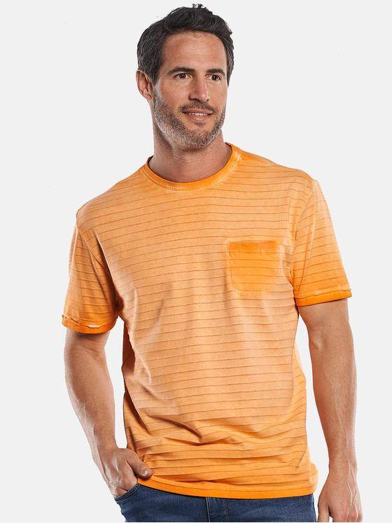 engbers Herren Rundhals T-Shirt mit Strukturstreifen Orange 29742