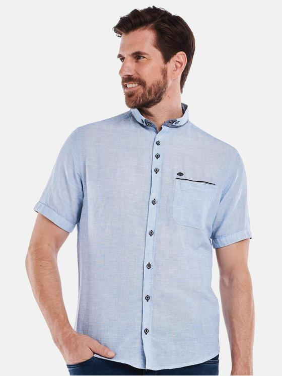 engbers Herren Kurzarm-Hemd uni Blau 34951
