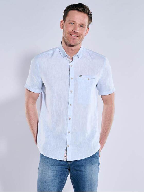engbers Herren Kurzarm-Hemd aus Leinen Hellblau 38361