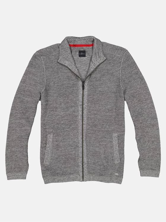 engbers Herren Strickjacke in zweifarbiger Optik Silbergrau 32282
