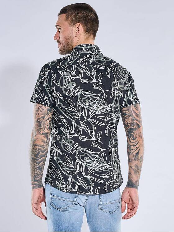 emilio adani Herren Kurzarmhemd aus Jersey Anthrazit 40697