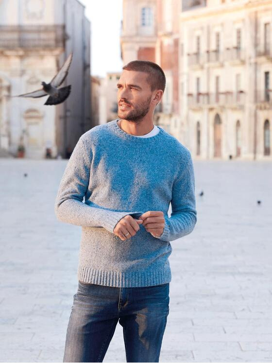 emilio adani Herren Rundhals Pullover Blau 35705