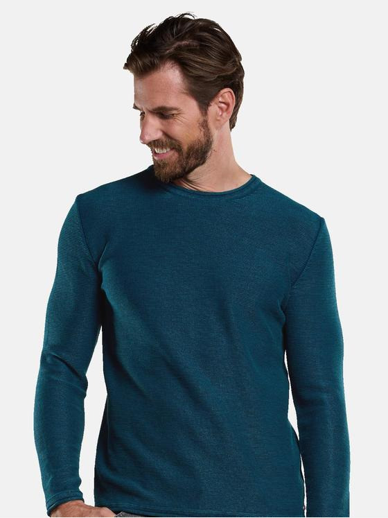 engbers Herren Pullover Rundhals Petrolblau 34138