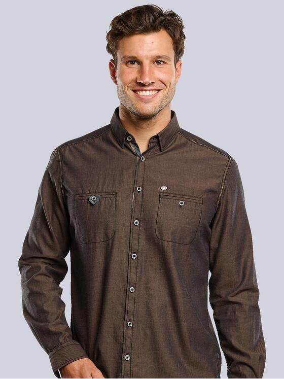 engbers Herren Langarm-Hemd aus nachhaltiger Baumwolle Dunkelorange 33637