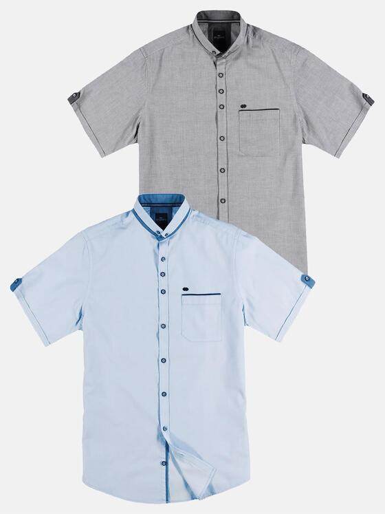 engbers Herren Unifarbenes Kurzarmhemd mit stylischen Kontrastdetails Hellblau 29760