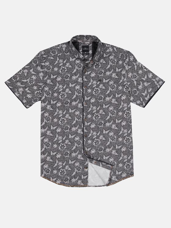 engbers Herren Kurzarm-Hemd floral gemustert Granitgrau 33061