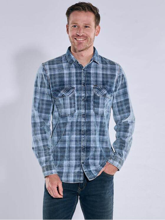 engbers Herren Langarm-Hemd aus Babycord Indigoblau 39432