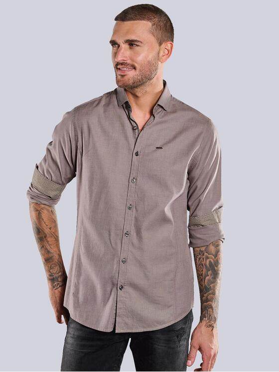 emilio adani Herren Langarm-Hemd uni Beige 33473