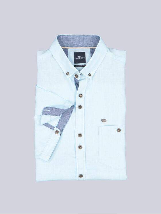 engbers Herren Kurzarm-Hemd mit Leinenanteil Hellblau 38383
