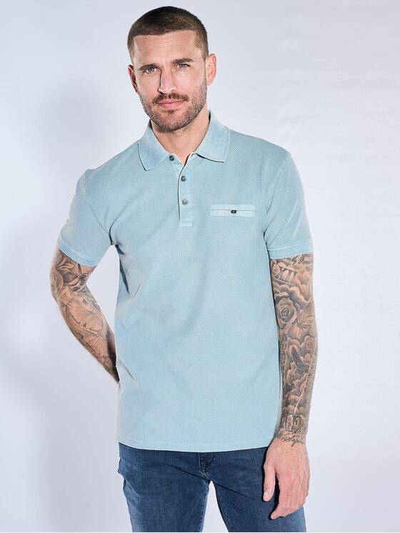 emilio adani Herren Poloshirt mit versteckter Brusttasche Hellblau 40767
