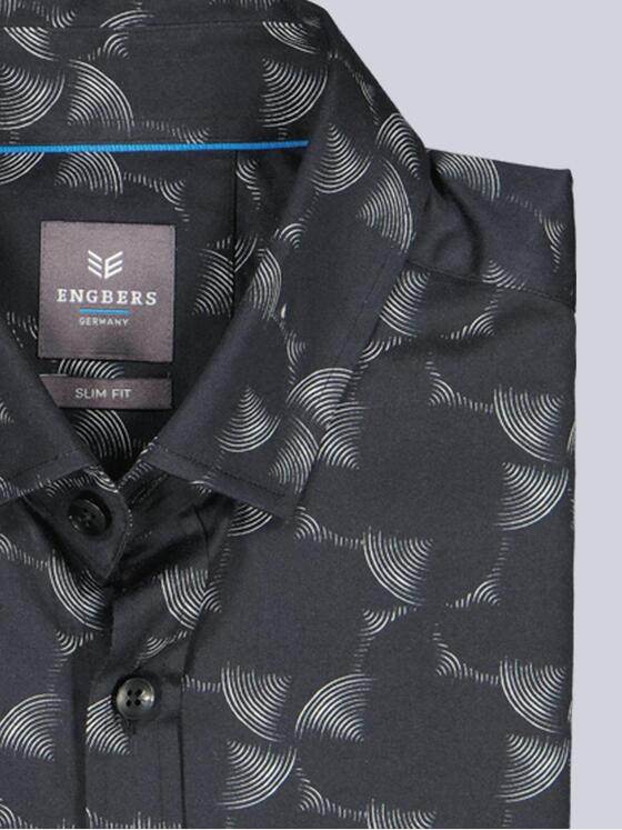 ENGBERS GERMANY Herren Langarm-Hemd gemustert Schwarz 39575