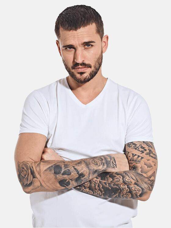 emilio adani Herren Basic-Shirt "My Favorite" Reinweiss 33490