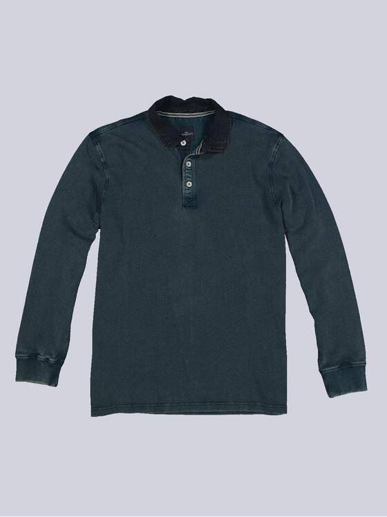 engbers Herren Langarm-Shirt mit Polo-Kragen Petrolblau 33773