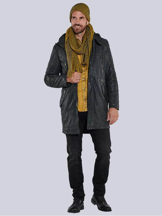engbers Herren Lederjacke mit abnehmbarer Kapuze Grau 35442