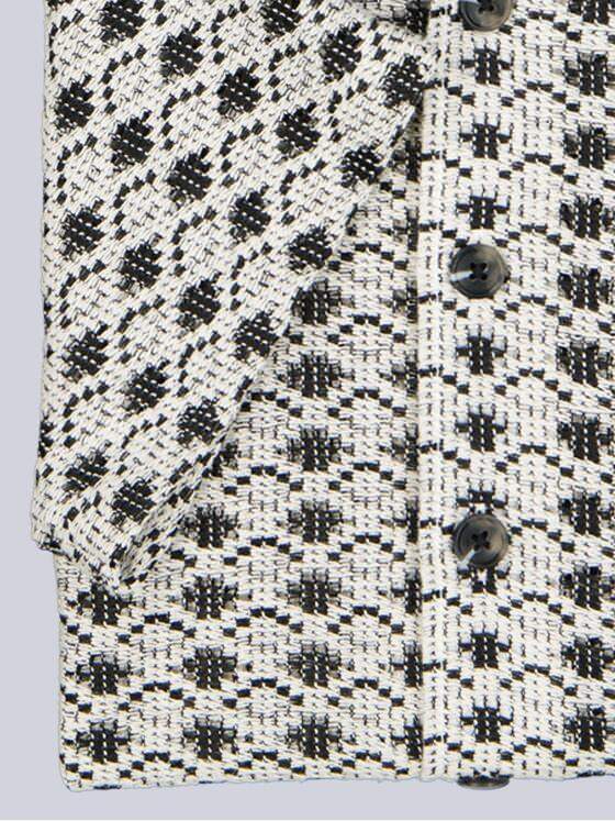 emilio adani Herren Kurzarm-Hemd in Crochét-Optik Naturweiss 40717