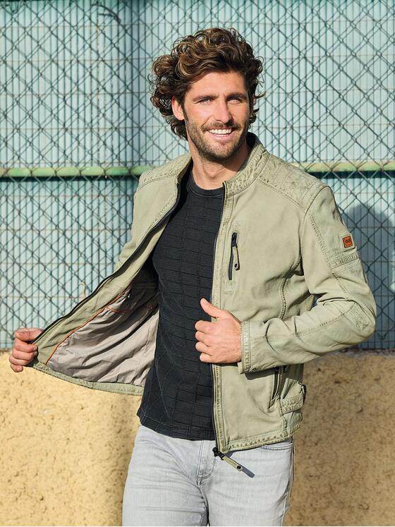 emilio adani Herren Lederjacke aus Nubukleder Grün 38417