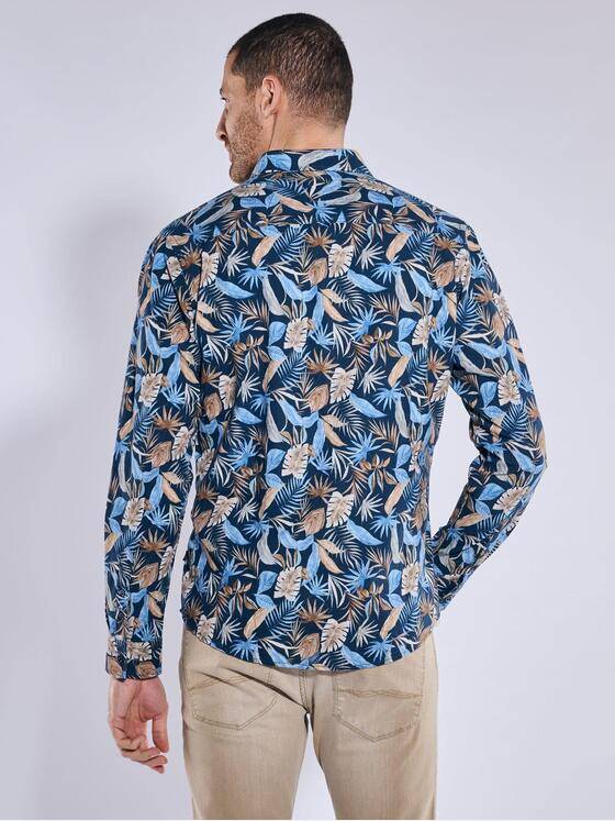 engbers Herren Langarm-Hemd gemustert Blau 37019